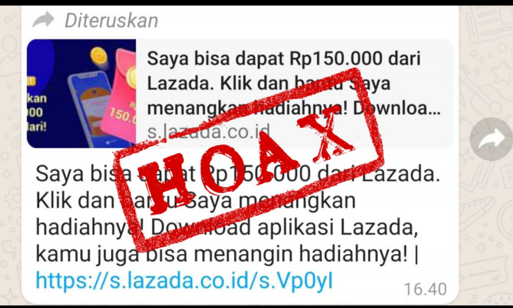 [HOAX] Lazada Bagikan Rp150.000